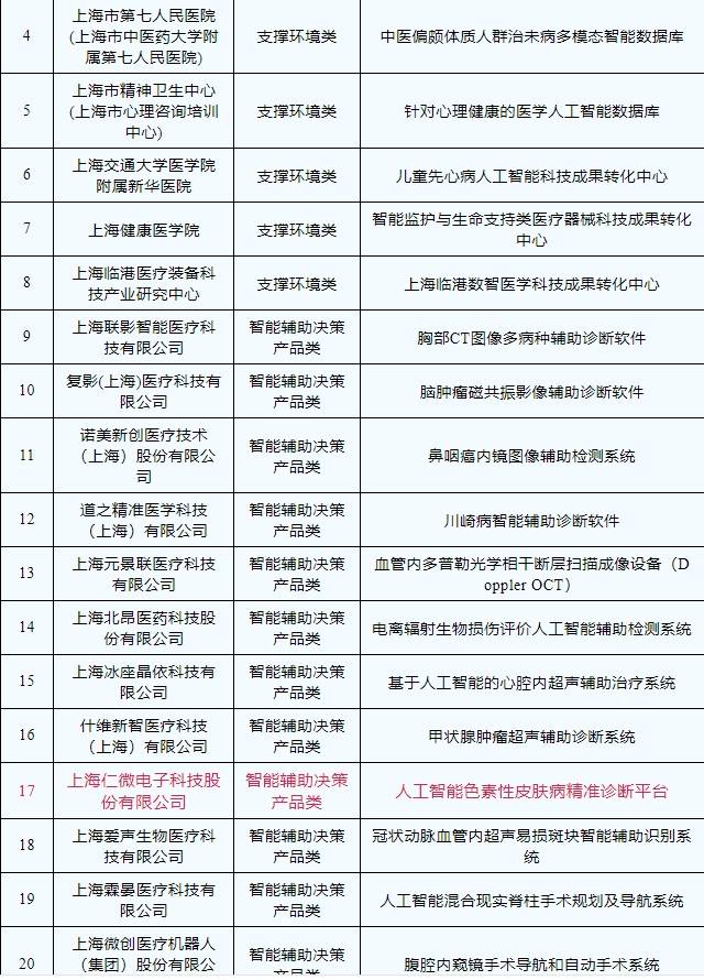 产品展示仁微电子《人工智能色素性皮肤病精准诊断平台》荣膺20
